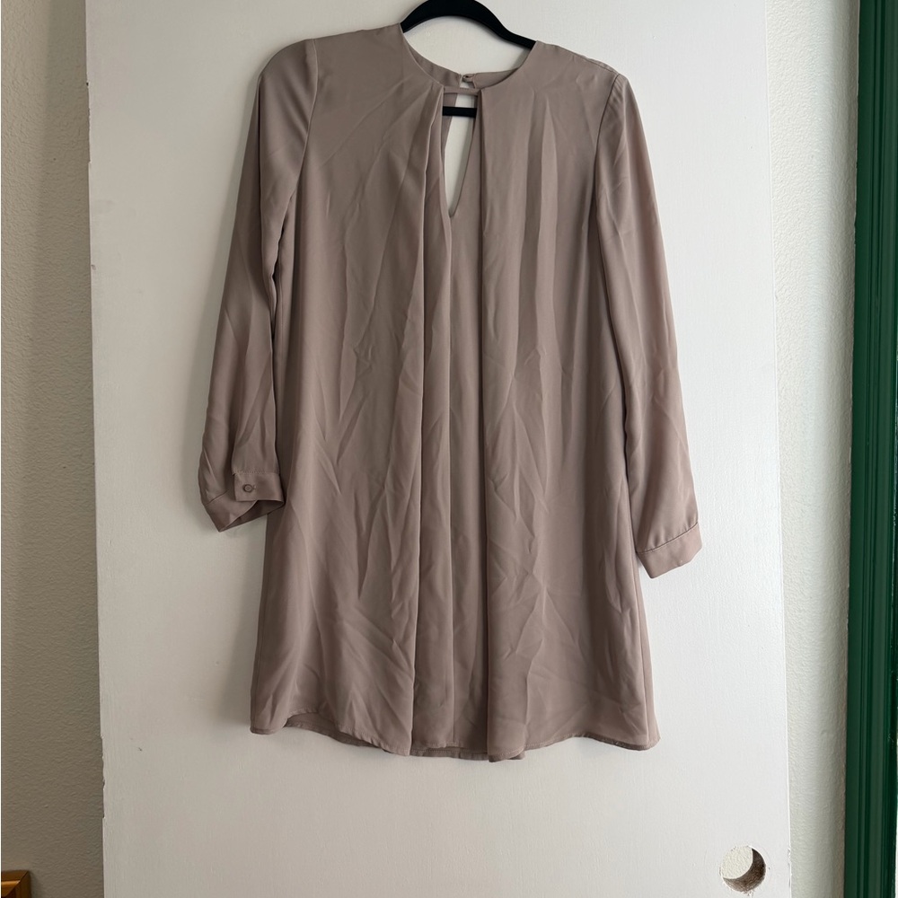 Elegant Long Sleeve Taupe Dress